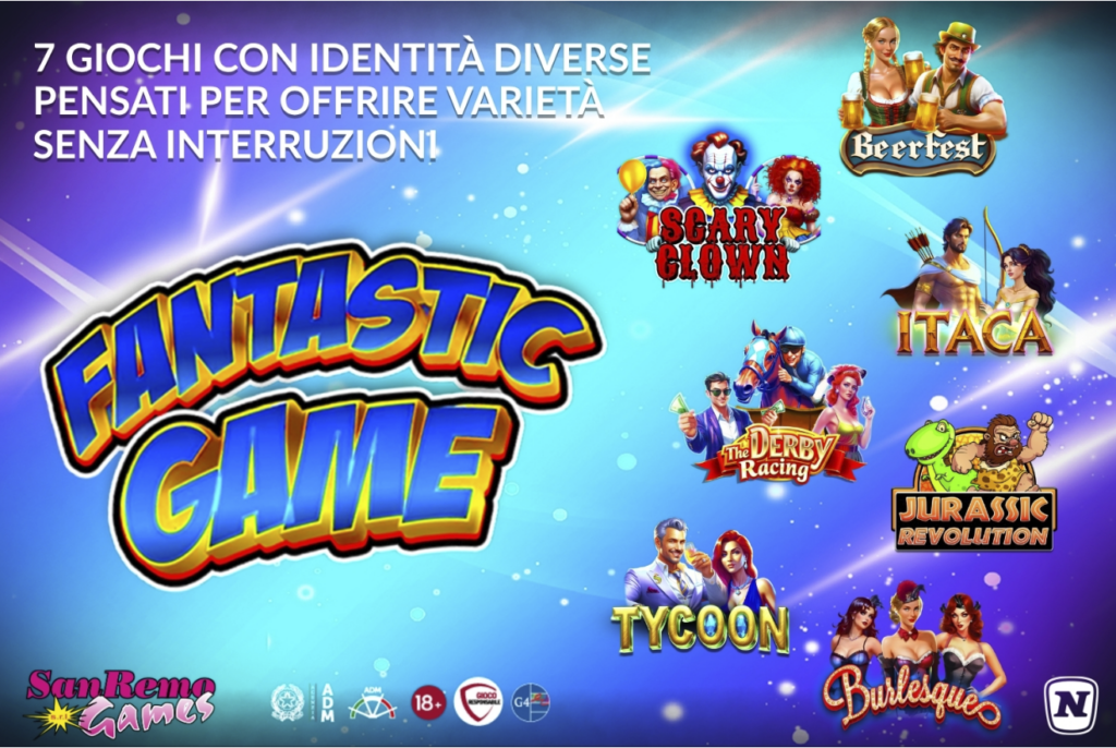 Novomatic Italia lancia Fantastic Game: nuova scheda multigame firmata Sanremo Games